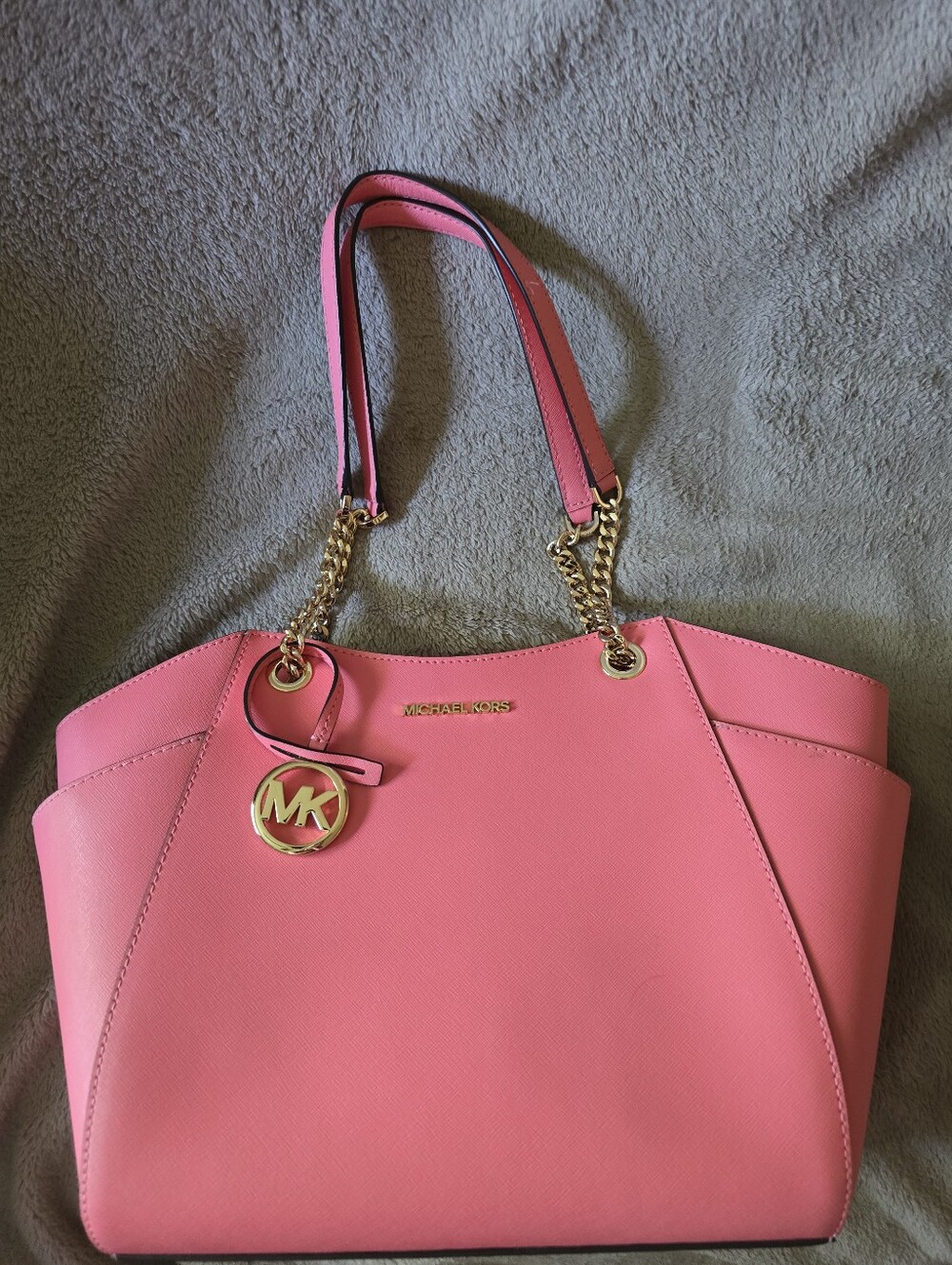 Michael Kors Jet Set Large Saffiano Leather Shoulder Bag Grapefruit #35T5GTVT3Lì
